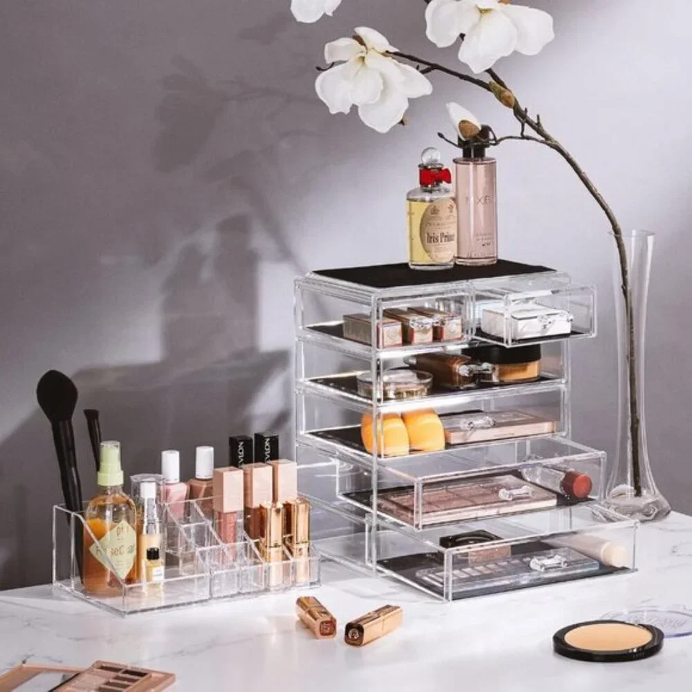 New Clear Makeup Organizer, Jewelry & Cosmetic Storage with 6 Drawers for Vanity